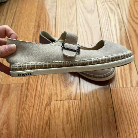 Seavees Mesa Mary Jane Espadrille Women's Size 7.5 Oyster Suede Flats Like New - Picture 3 of 8